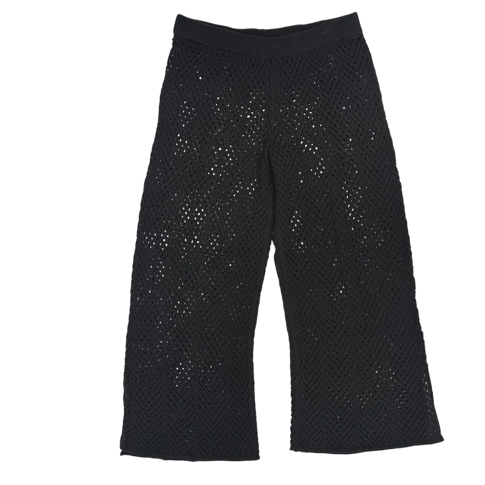 Wild Fable‎ Crochet Pants Women Large Black New Wide Leg Open Knit Beach Boho